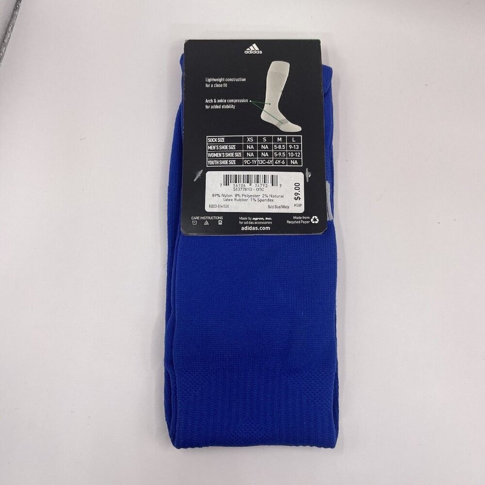 NWT Adidas Soccer Metro Socks Royal Blue Large (L) Mens Size 9-13 Womens 10-12 - Picture 1 of 3